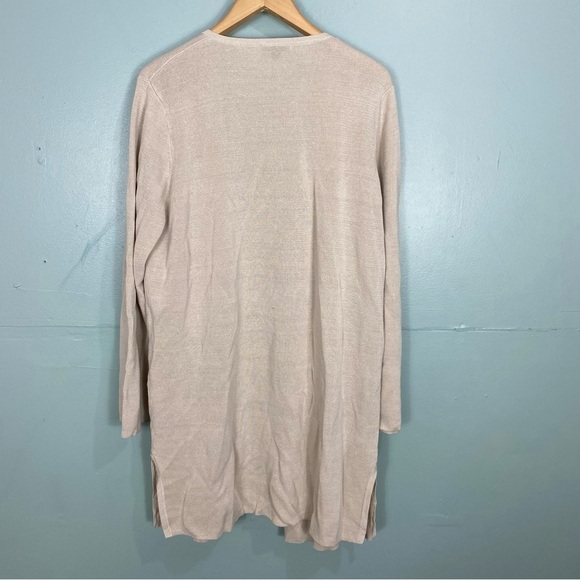 J Crew Juliette Collarless‎ Sweater Blazer Linen Blend Natural Cream Sz XL AM561 - Picture 5 of 8